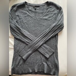 Banana Republic Grey V-Neck Cable Knit Sweater, Size XL